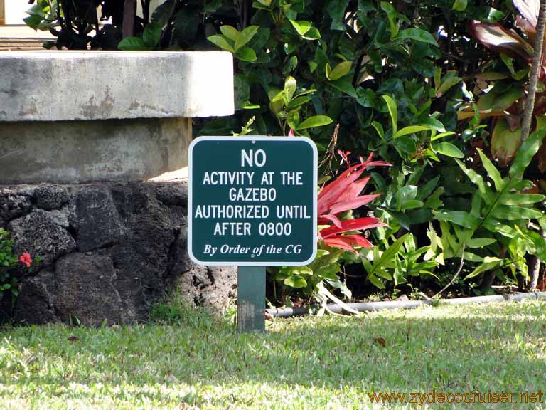 472: Carnival Spirit, Honolulu, Hawaii, Pearl Harbor VIP and Military Bases Tour, Fort Shafter, Gazebo Sign