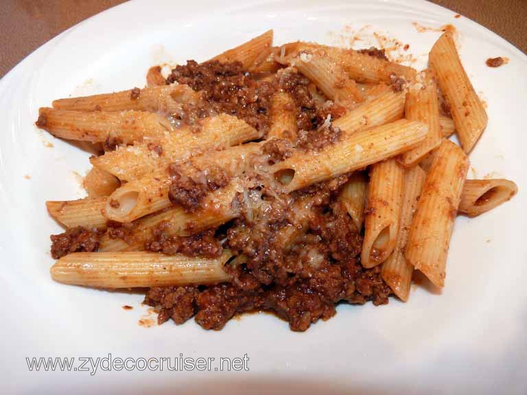 135: Carnival Spirit, Sea Day 1 - Penne with Bolognese and some Parmesan
