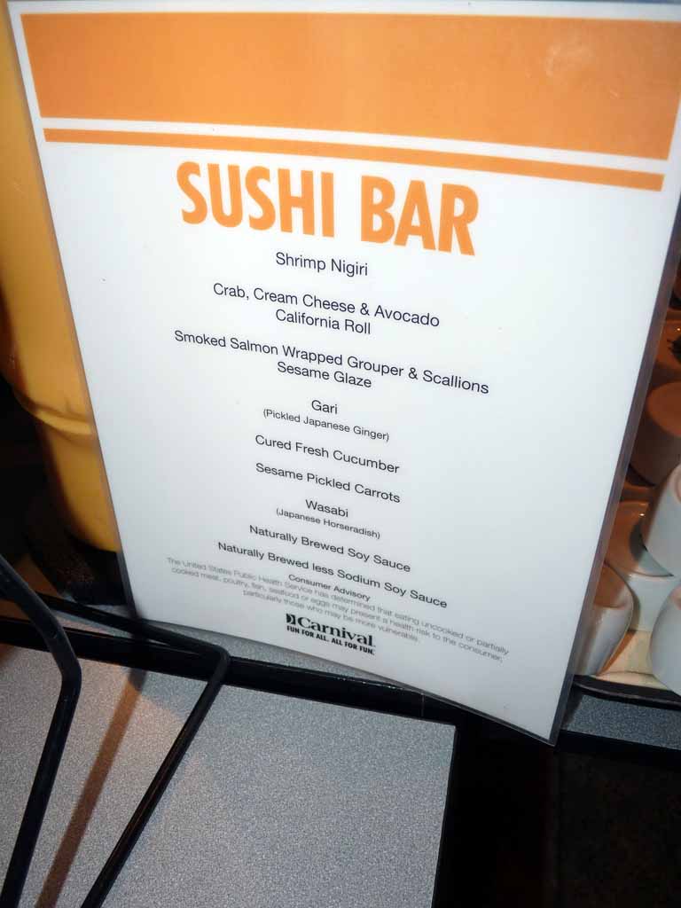 065: Carnival Spirit, Sea Day 4 - Sushi Bar Shrimp Night Menu