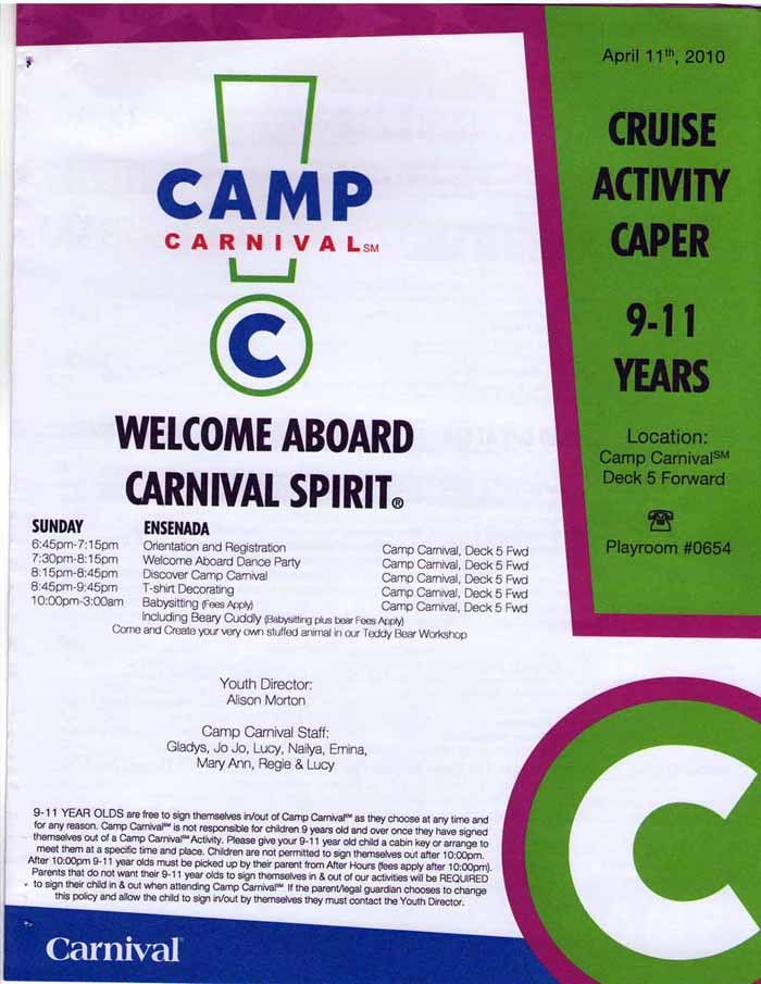 Carnival Spirit, Camp Carnival Caper, 9-11 years, page 1