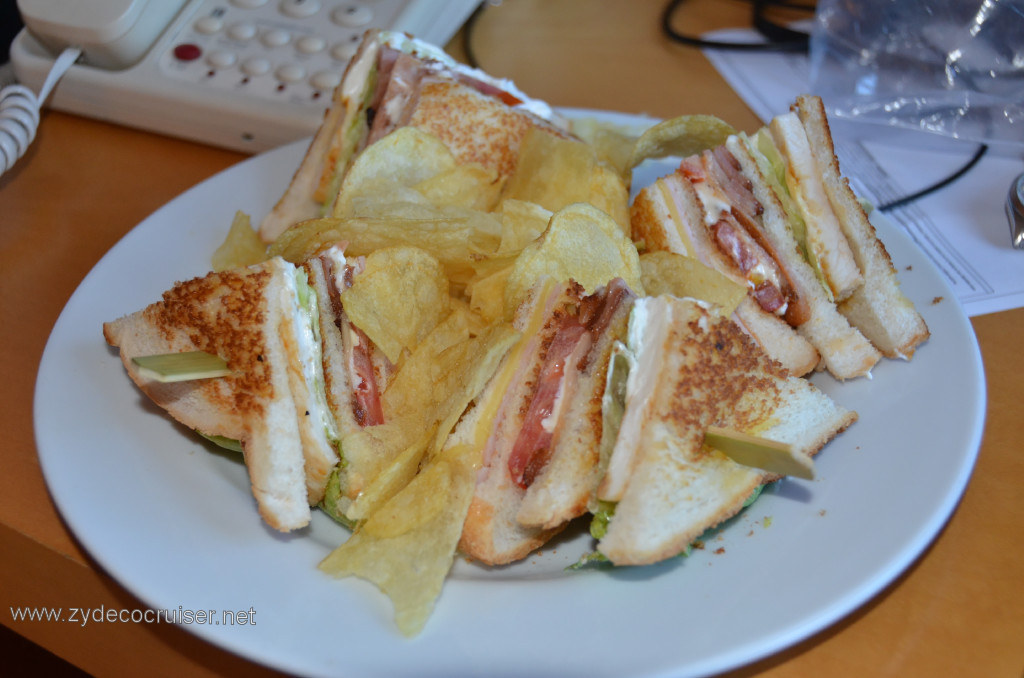 006: Carnival Sunshine Cruise, Pre-May17 Cruise, Tryp Barcelona Airport Hotel, Room Service Tryp Club Sandwich, 10 euro