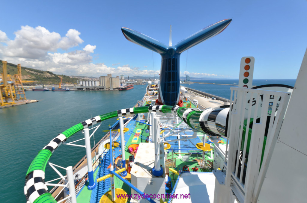 101: Carnival Sunshine Cruise, Barcelona, Embarkation, Waterslide, Funnel, 