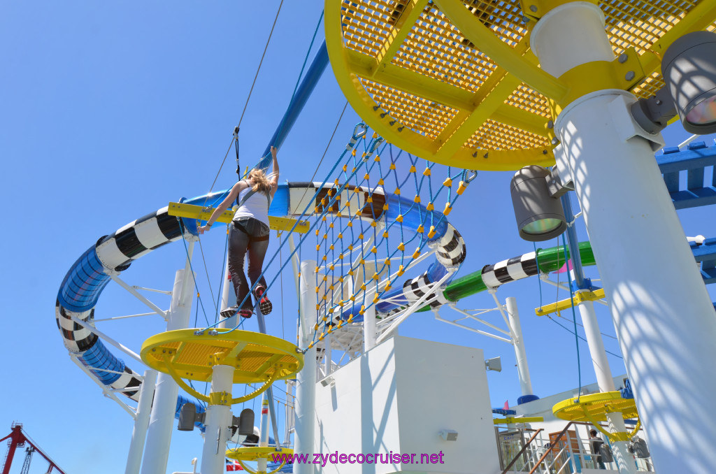 126: Carnival Sunshine Cruise, Barcelona, Embarkation, Ropes Course, Waterslides, 
