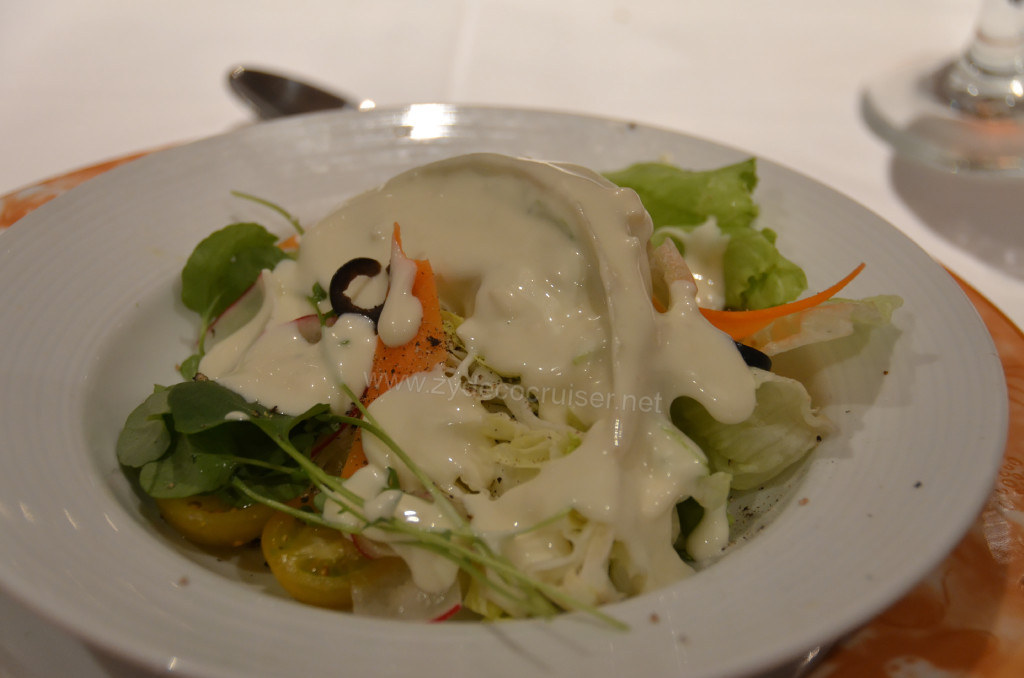 390: Carnival Sunshine Cruise, Barcelona, Embarkation, MDR Dinner, Heart of Iceberg Lettuce with Blue Cheese, 