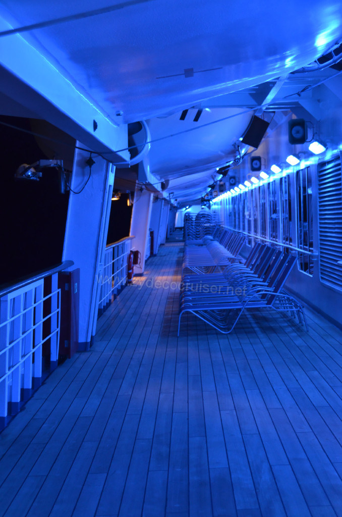 399: Carnival Sunshine Cruise, Barcelona, Embarkation, Outside Promenade at Night, 