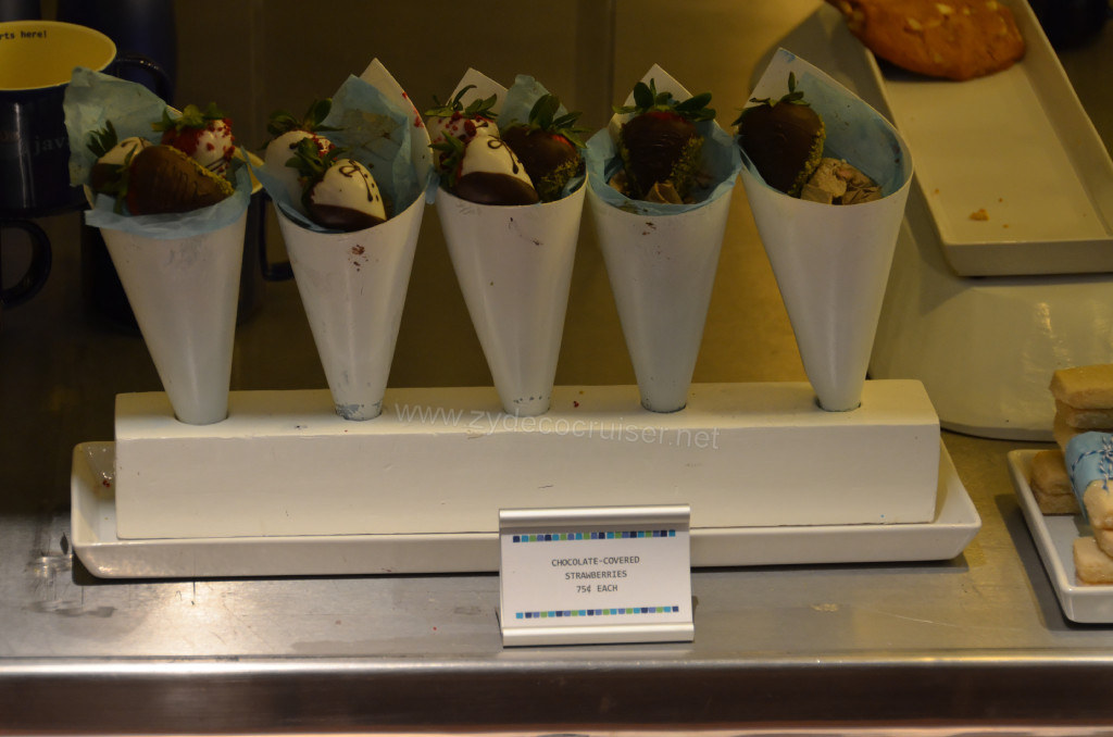 400: Carnival Sunshine Cruise, Barcelona, Embarkation, JavaBlue, Chocolate Covered Strawberries, 75 cents each, 