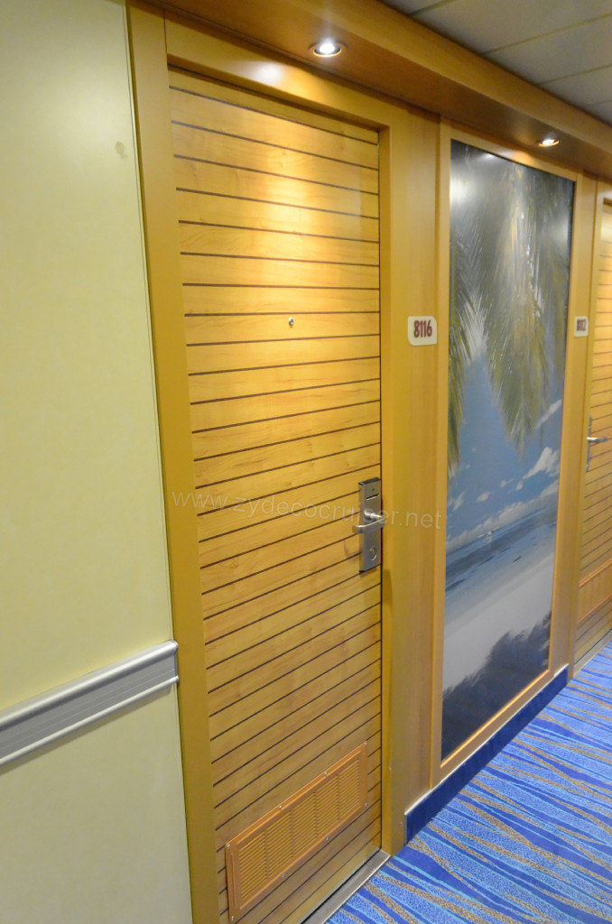 431: Carnival Sunshine Cruise, Barcelona, Embarkation, Our Stateroom Door, 
