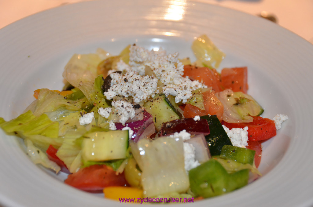 127: Carnival Sunshine Cruise, Marseilles, MDR Dinner, Greek Farmer Salad, 