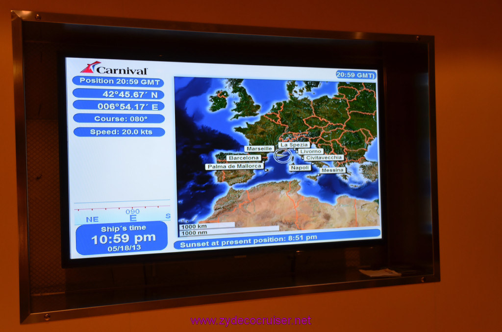 139: Carnival Sunshine Cruise, Marseilles, TV GPS and Cruise Map, 