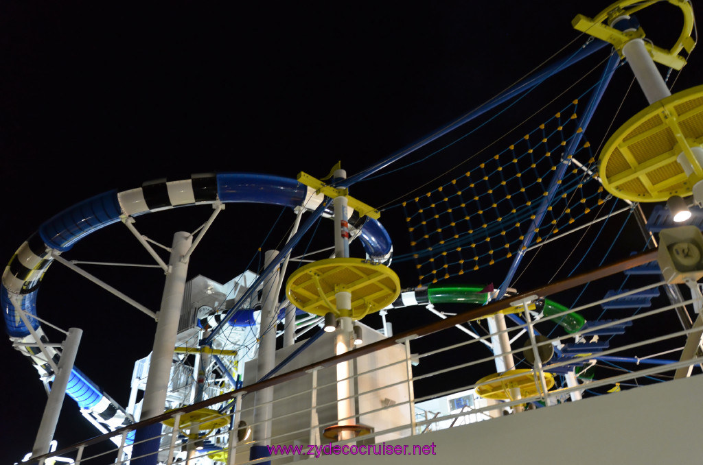 149: Carnival Sunshine Cruise, Marseilles, Waterslides and Ropes Course at Night, 
