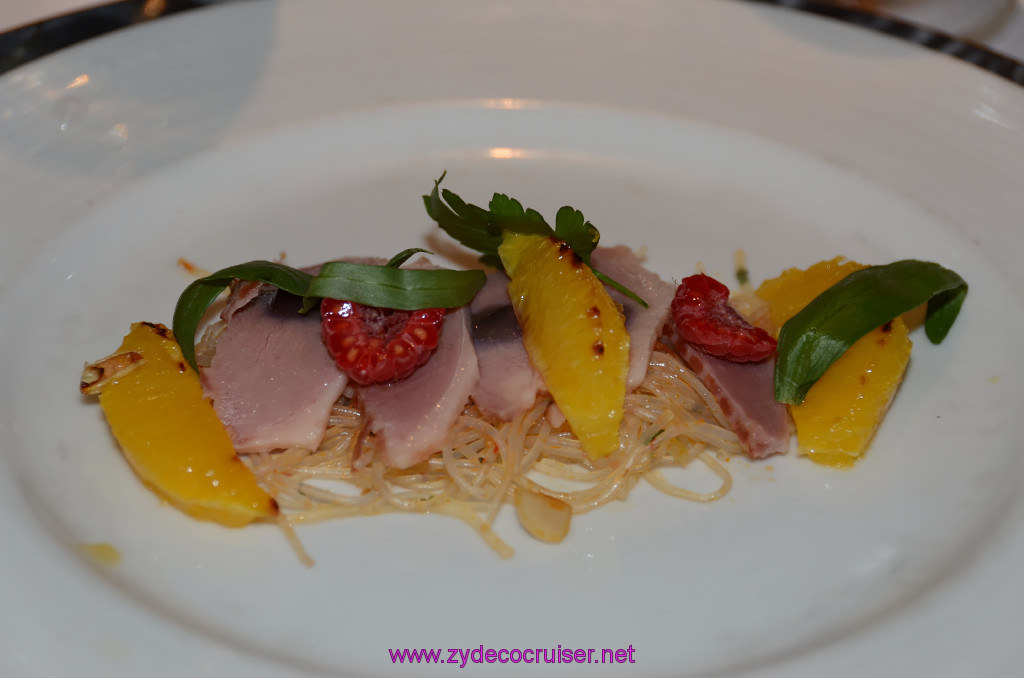 395: Carnival Sunshine Cruise, La Spezia, MDR Diner, Smoked Duck and Caramelized Oranges, 