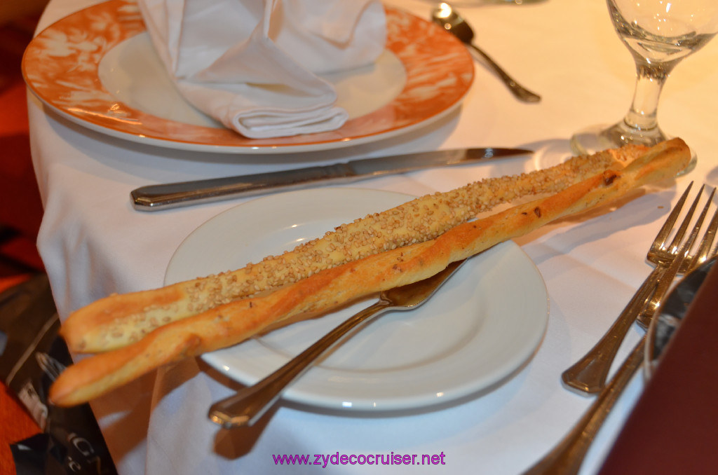021: Carnival Sunshine, MDR Dinner, Some breadsticks I had picked up in San Gimignano, 