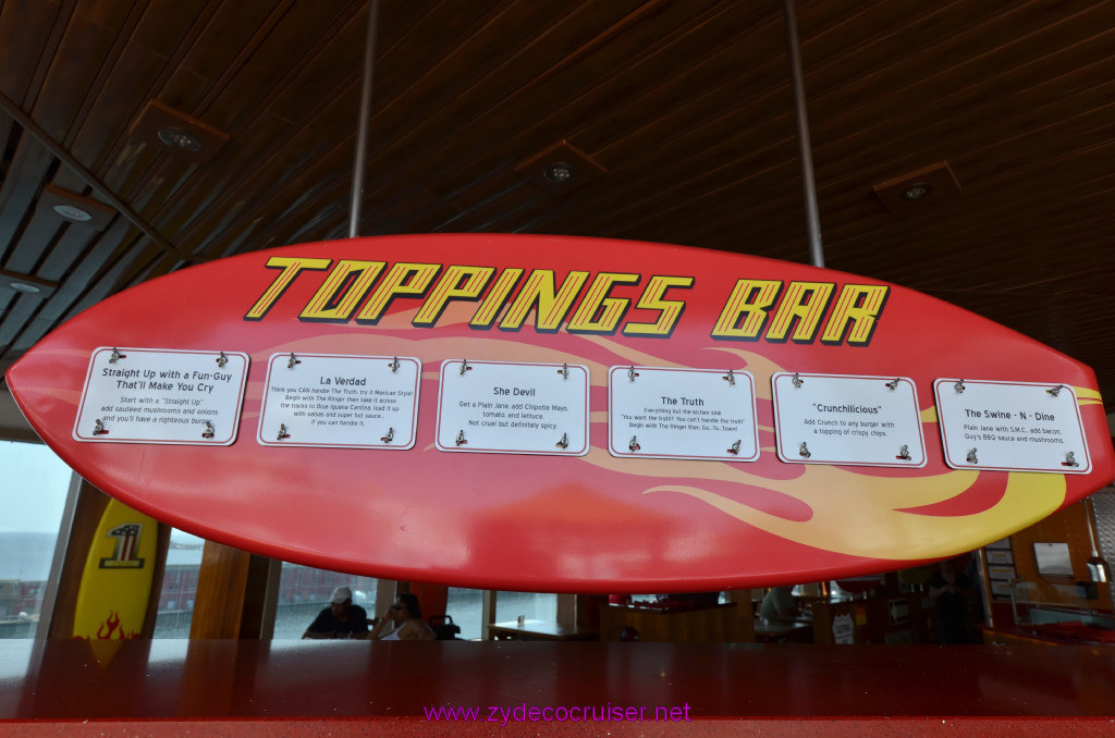 333: Carnival Sunshine Cruise, Naples, Guy's Burger Joint Toppings Bar, 