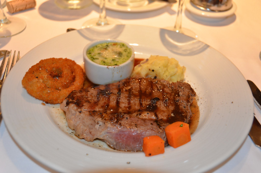 032: Carnival Sunshine, MDR Dinner, Grilled Ribeye Steak Tyrolienne