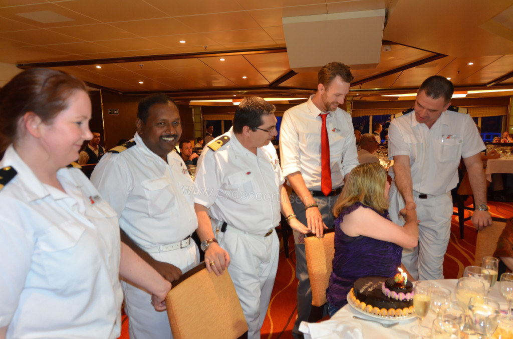 456: Carnival MDR Diner, Celebrating Elizabeth's 365th day at sea on Carnival. With Hotel Director Carlos, CD Noonan, and more