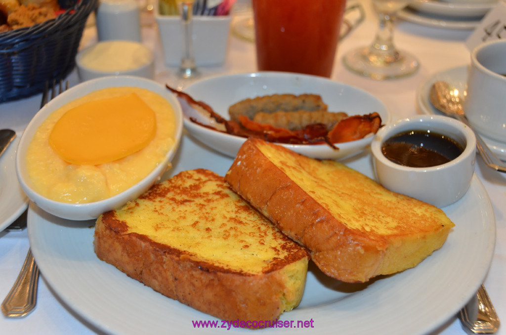 010: Carnival Sunshine Cruise, Fun Day at Sea, Punchliner Brunch, French Toast, Cheese Grits, Bacon, Sausage, 