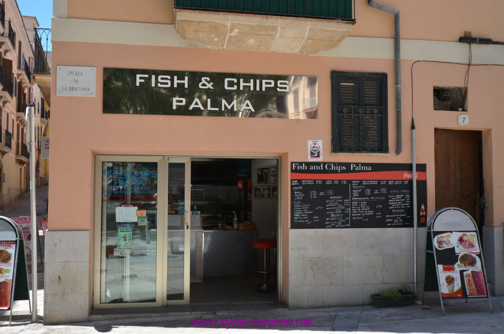 344: Carnival Sunshine Cruise, Mallorca, Fish and Chips Palma, did not try, was seriously tempted, should have.