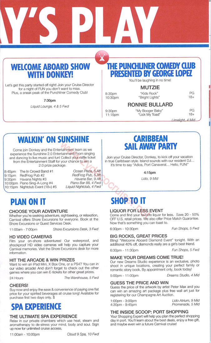 Carnival Sunshine FunTime, Day 1, Page 3