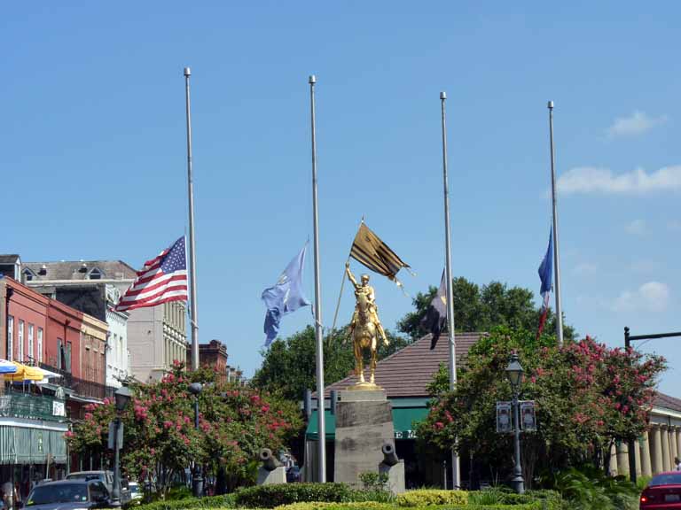 047: Carnival Triumph, New Orleans, Post-Cruise, Joan of Arc, Flags at Half-Mast after September 11.