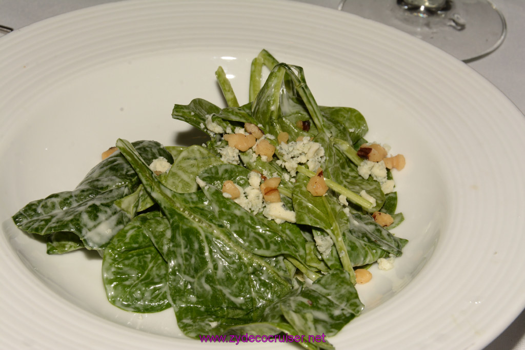 076: Carnival Triumph Journeys Cruise, Oct 25, Fun Day at Sea 1, MDR Dinner. American Feast, Elegant Night, Baby Spinach Salad