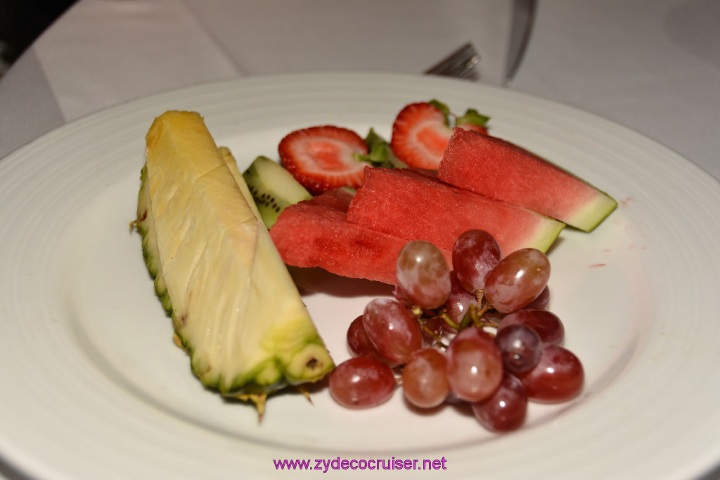 088: Carnival Triumph Journeys Cruise, Oct 25, Fun Day at Sea 1, MDR Dinner. American Feast, Elegant Night, Fruit Plate, 