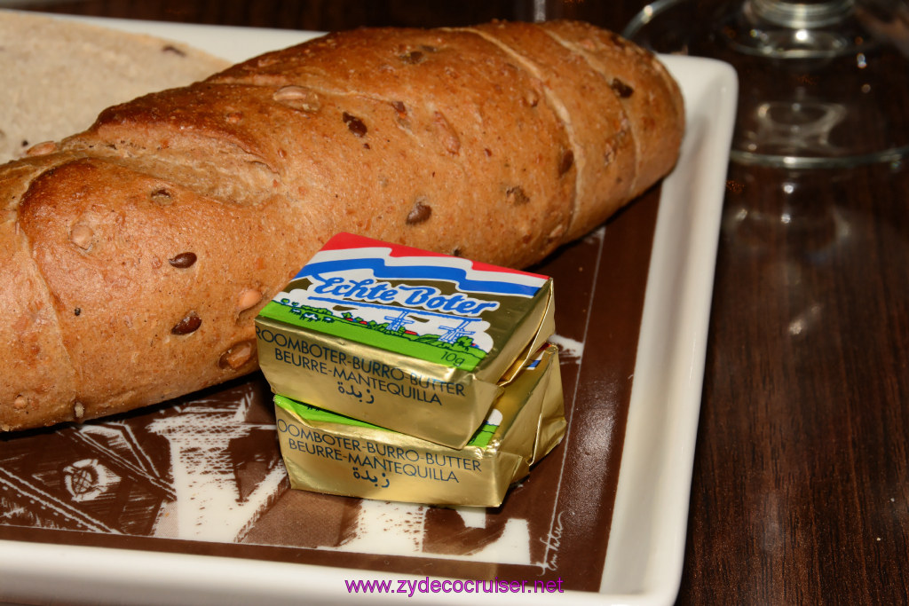 102: Carnival Triumph Journeys Cruise, Oct 26, 2015, Sea Day 2, MDR Dinner, Bread and Real Butter. They soon ran out of this brand, but did have other butter.