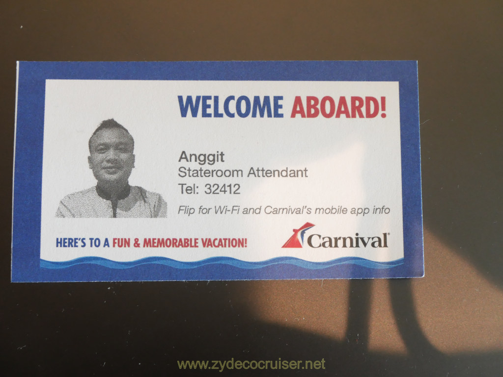 004: Carnival Venezia Transatlantic Cruise, Our cabin steward