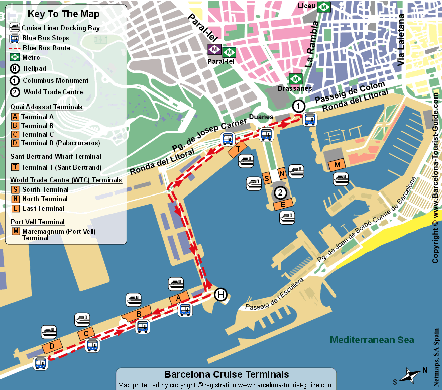 Barcelona Cruise Port Terminal Map