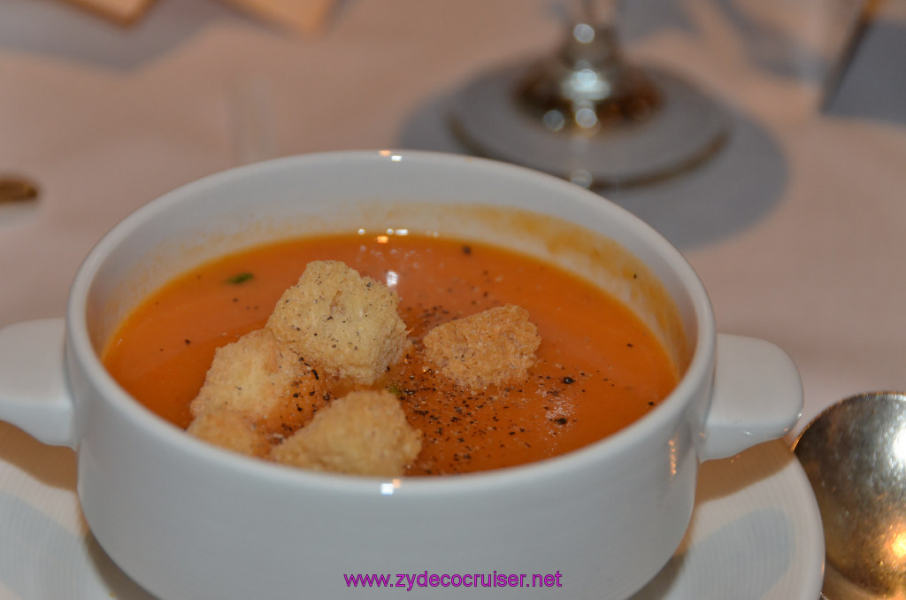 007: Golden Princess Coastal Cruise, MDR Dinner, Roasted Tomato Cream Soup, 