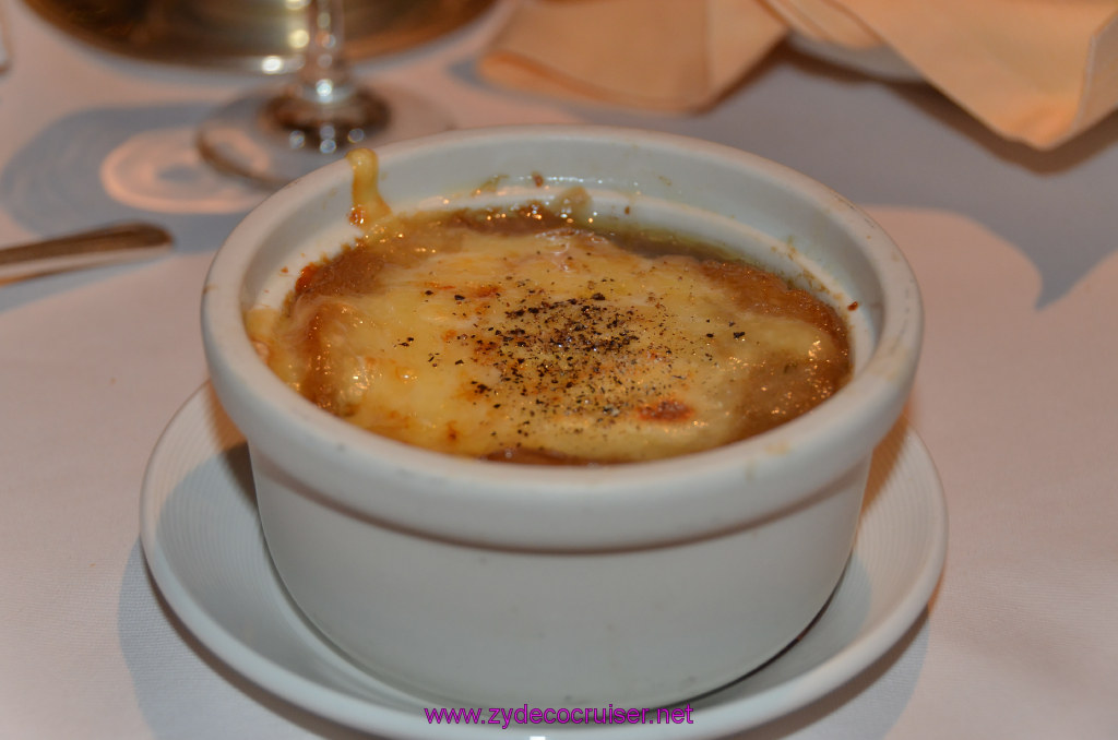 023: Golden Princess Coastal Cruise, MDR Dinner, French Onion Soup, 
