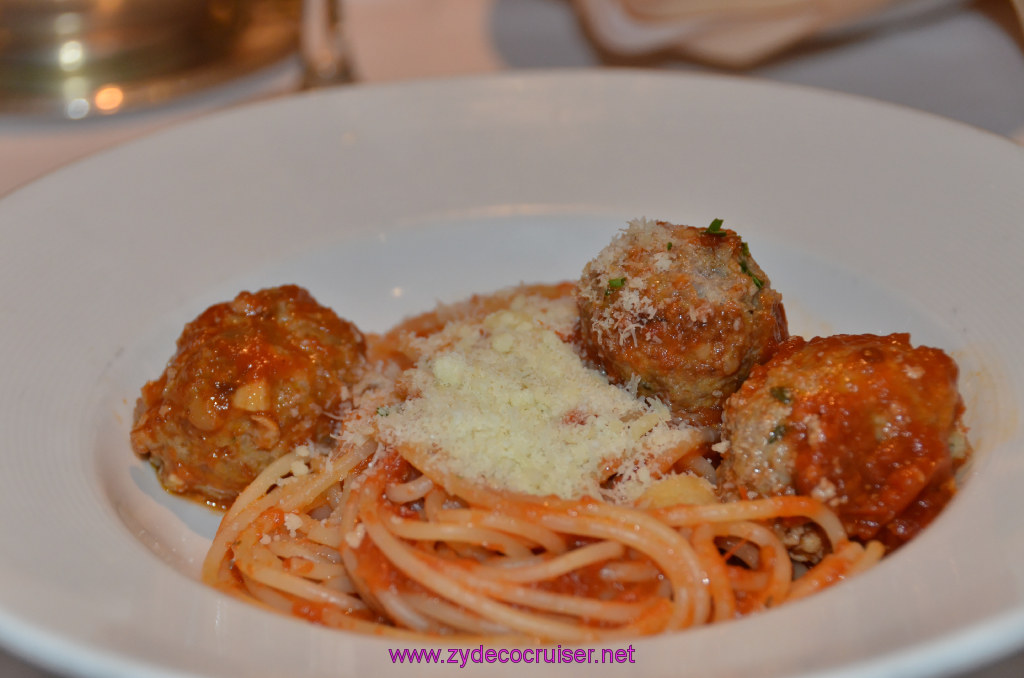 008: Golden Princess Coastal Cruise, MDR Dinner, Spaghetti con Polpette in Salsa di Pomodoro Fresco, Starter (Spaghetti with Meatballs)