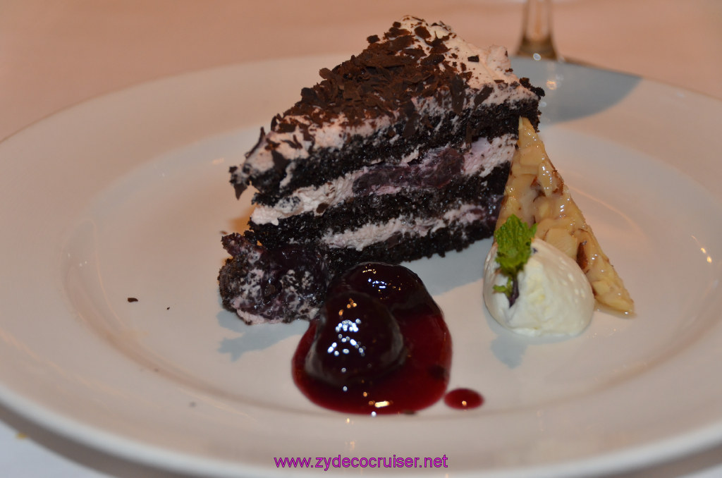 014: Golden Princess Coastal Cruise, MDR Dinner, Black Forest Cake with Sour Cherries and Kirschwasser, 