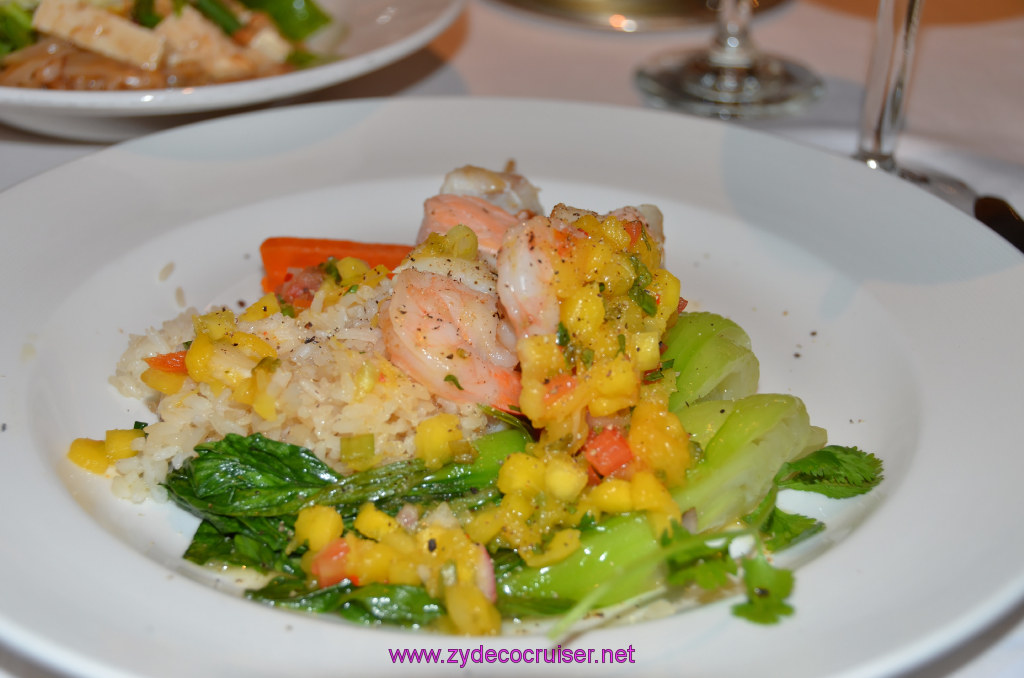 024: Golden Princess Coastal Cruise, MDR Dinner, Grilled Seafood Skewer with Mango and Lime Salsa, 