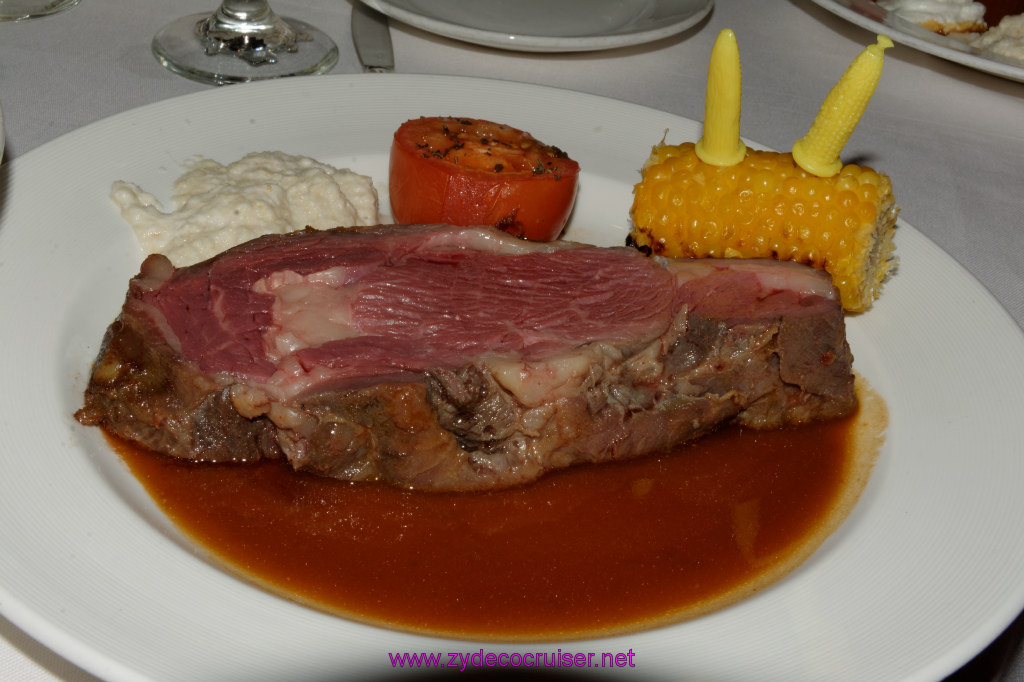 010: Emerald Princess Cruise, MDR Dinner, Slow-Rosted Corn-Fed Prime Rib with Natural Rosemary Jus and Horseradish Cream, 