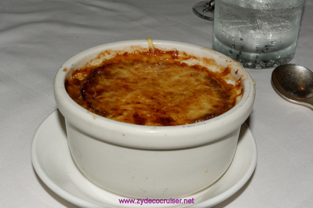 024: Emerald Princess Cruise, MDR Dinner, French Onion Soup, 