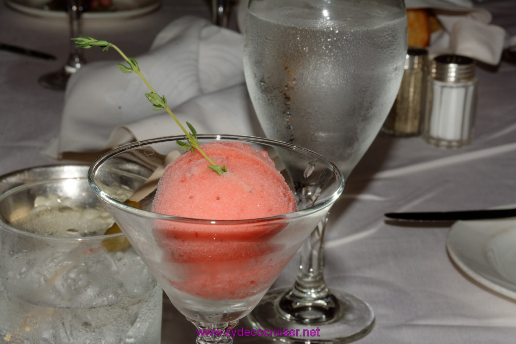 063: Emerald Princess Cruise, MDR Dinner, Strawberry Sorbet, 