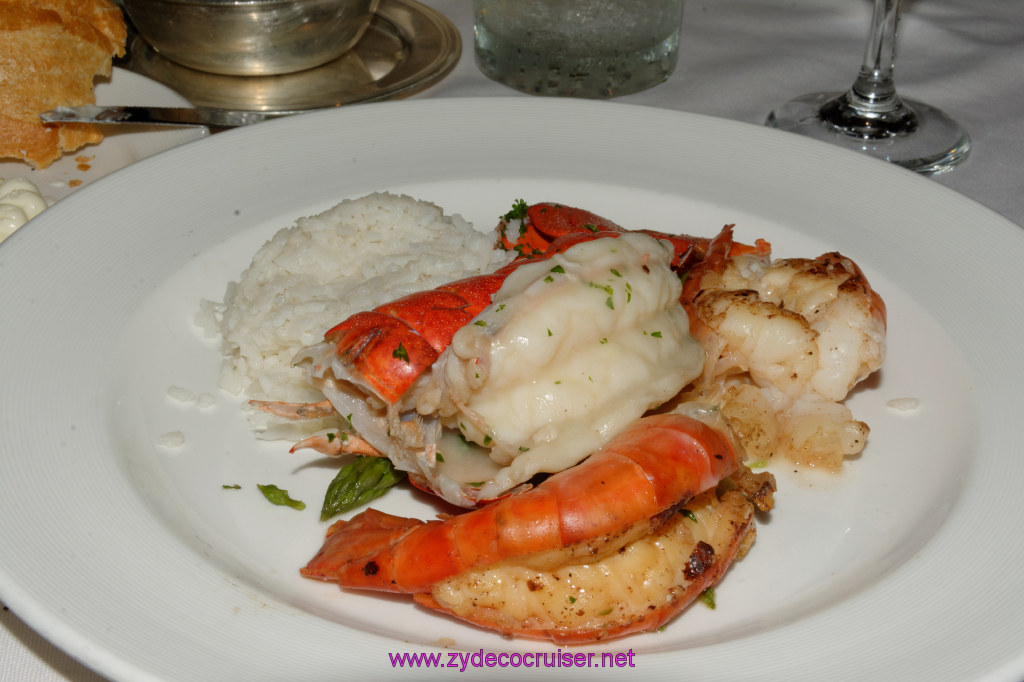 077: Emerald Princess Cruise, MDR Dinner, Broiled Lobster Tail and King Prawns with Lemon Butter Fondue, 