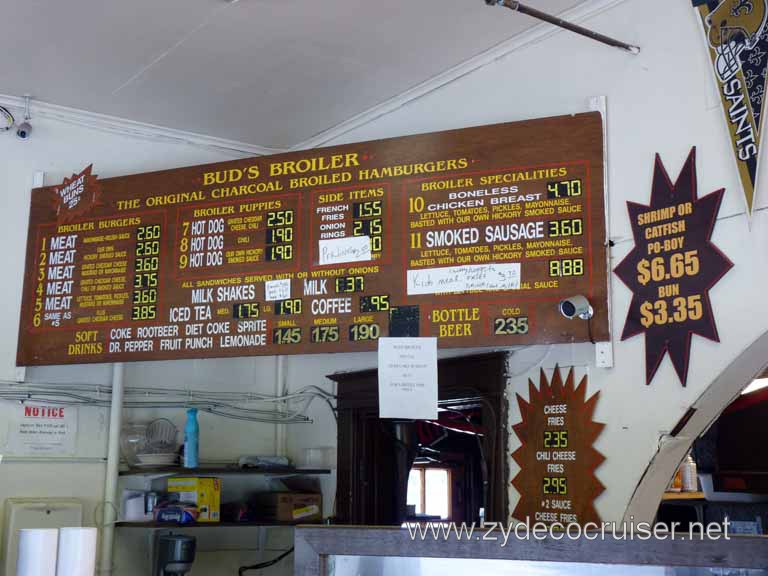 009: Bud's Broiler, New Orleans, City Park Ave Location, Menu