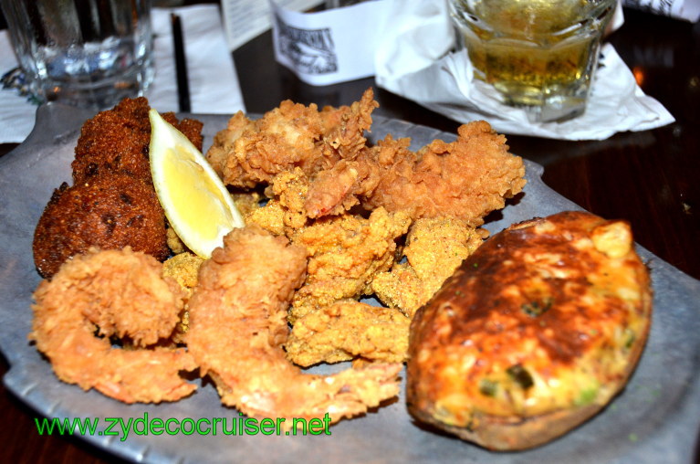 051: Baton Rouge Trip, March, 2011, Mike Anderson's Seafood Restaurant, Fried Oysters and Shrimp, with stuffed baked potato and hushpuppies 