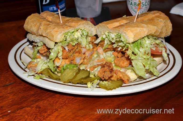 114: New Orleans, LA, November, 2010, French Quarter, Acme Oyster, Peace Maker Poboy - Shrimp and Oysters with lettuce, tomato, and Tabasco infused mayo.