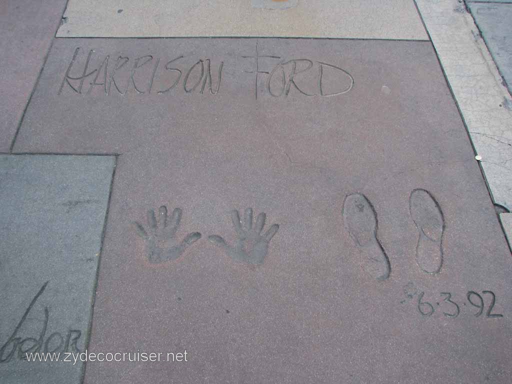 095: Carnival Pride, Long Beach, Sunseeker Hollywood/Los Angeles & the Beaches Tour: Grauman's Chinese Theatre, Harrison Ford prints