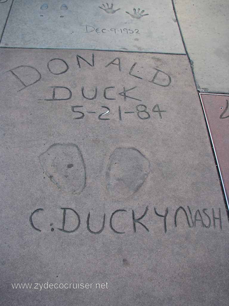 115: Carnival Pride, Long Beach, Sunseeker Hollywood/Los Angeles & the Beaches Tour: Grauman's Chinese Theatre, Donald Duck prints