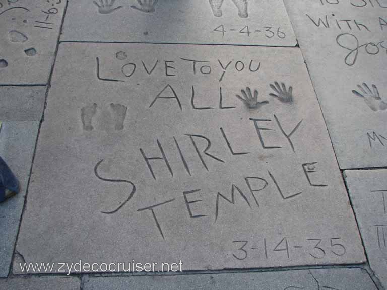 117: Carnival Pride, Long Beach, Sunseeker Hollywood/Los Angeles & the Beaches Tour: Grauman's Chinese Theatre, Shirley Temple prints