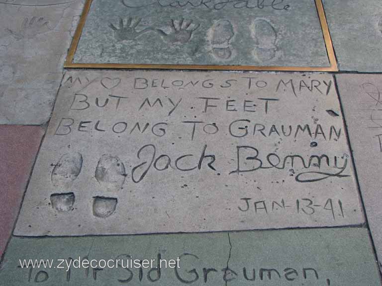 120: Carnival Pride, Long Beach, Sunseeker Hollywood/Los Angeles & the Beaches Tour: Grauman's Chinese Theatre, Jack Benny prints