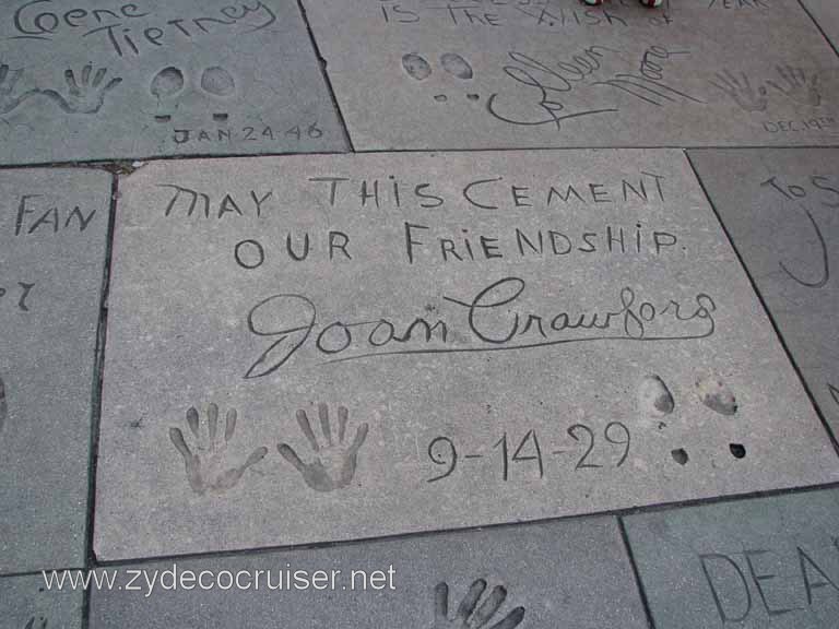 129: Carnival Pride, Long Beach, Sunseeker Hollywood/Los Angeles & the Beaches Tour: Grauman's Chinese Theatre, Joan Crawford prints