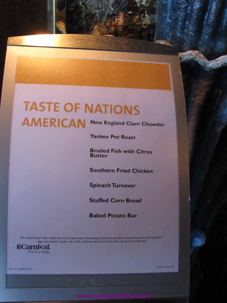 001: Carnival Cruise Lido Lunch, Taste of Nations, American Menu