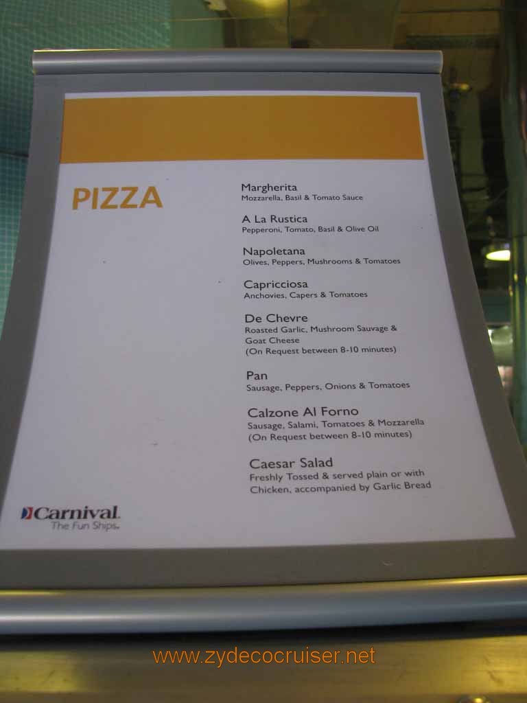 274: Carnival Splendor, South America Cruise, Buenos Aires, Pizza menu