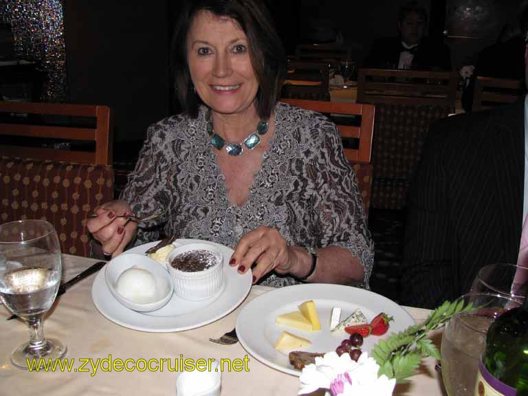 141: Carnival Splendor, 3 Day, Sea Day, MDR Dinner, Warm Chocolate Melting Cake and Cheese Plate