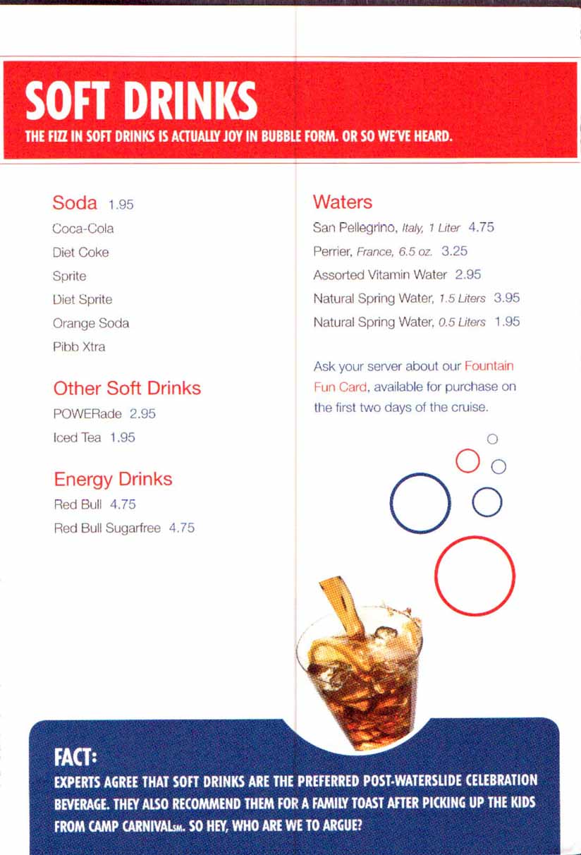 Carnival Bar Menu Page 6