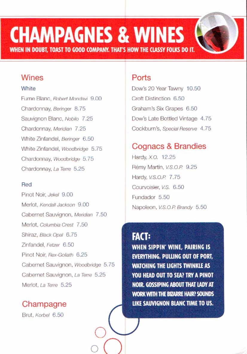 Carnival Bar Menu Page 7